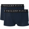 Philipp Plein Skull Logo Navy Blue Boxer Shorts Two Pack