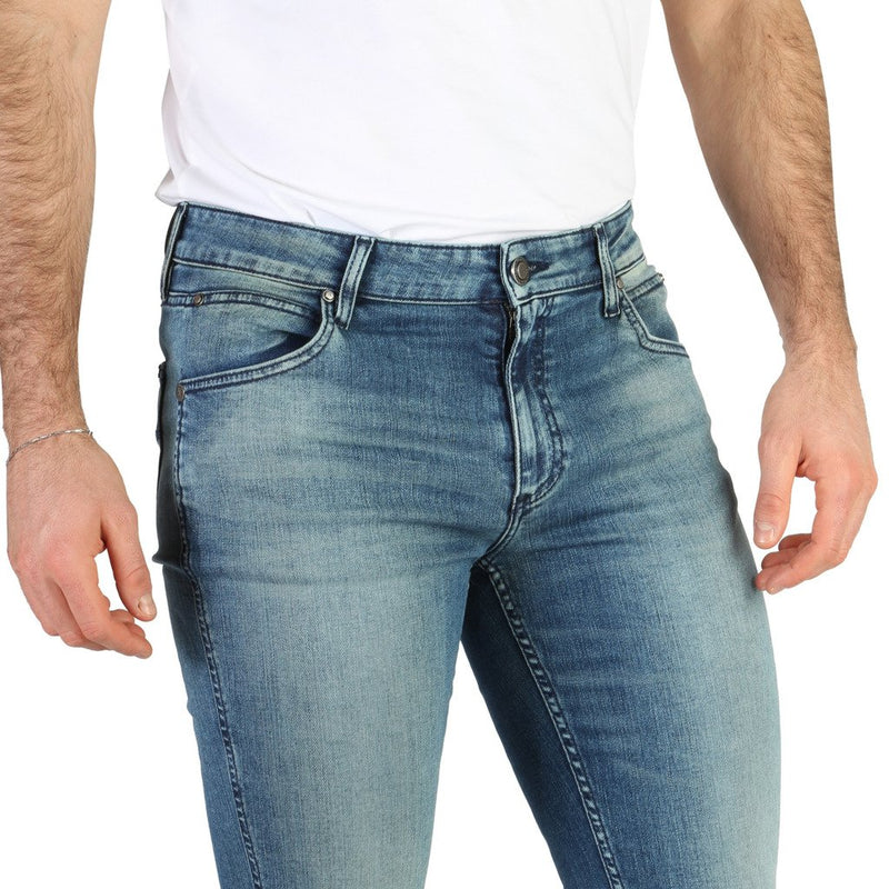 Blue Cotton Jeans with Front and Back Pockets