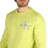Yellow Cotton Round Neckline Sweatshirt with Print Pattern