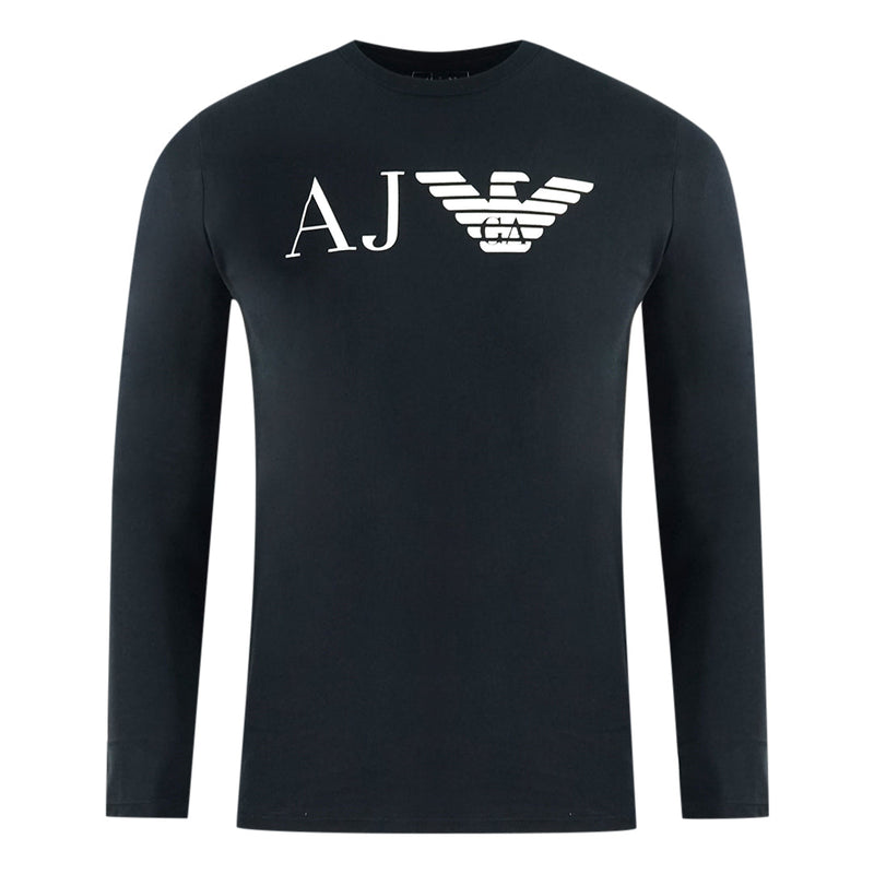 Emporio Armani Logo Long Sleeved Navy Blue T-Shirt