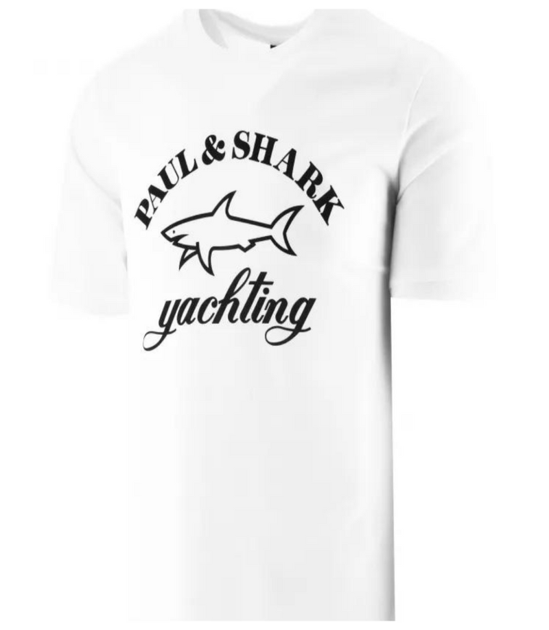 PAUL & SHARK WHITE KNITTED LOGO T-SHIRT