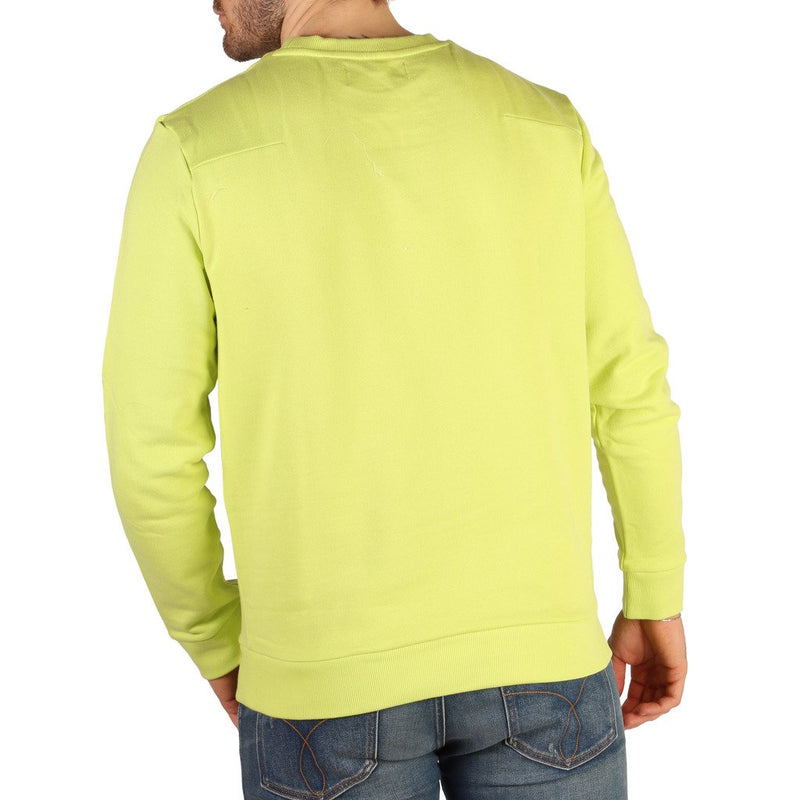 Yellow Cotton Round Neckline Sweatshirt with Print Pattern