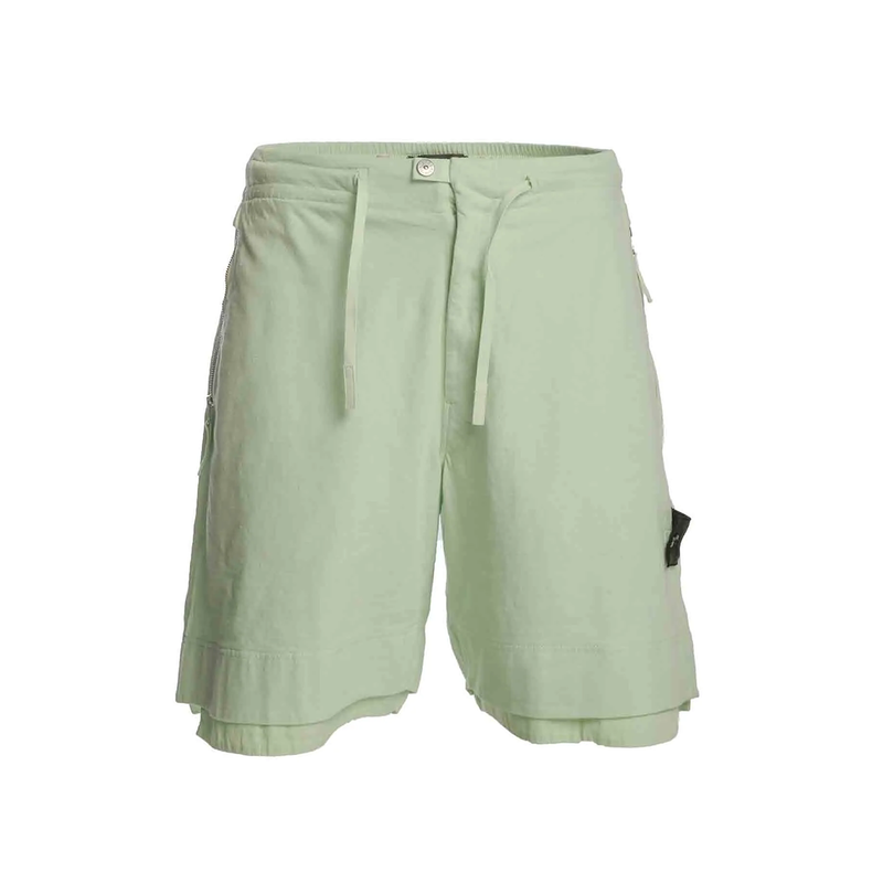 STONE ISLAND SHADOW PROJECT HEAVY SPECKLED SHORT IN LIGHT GREEN