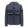 STONE ISLAND JUNIOR HOODED OVER SHIRT IN BLUE