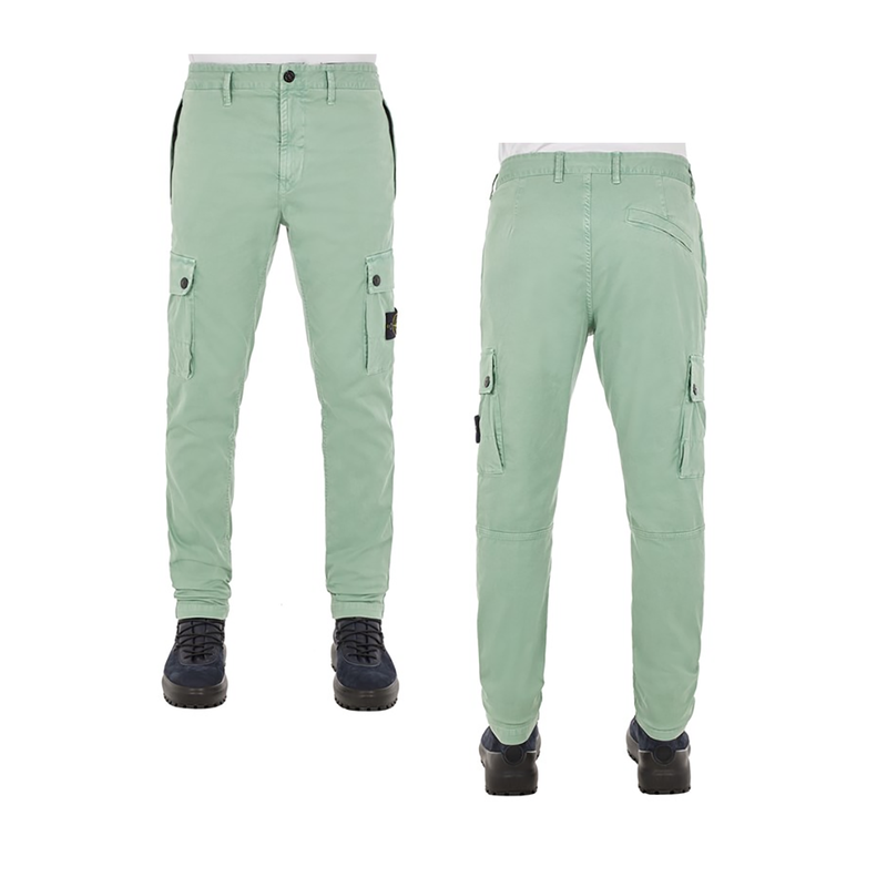 STONE ISLAND OLD EFFECT CARGO PANTS IN SAGE GREEN