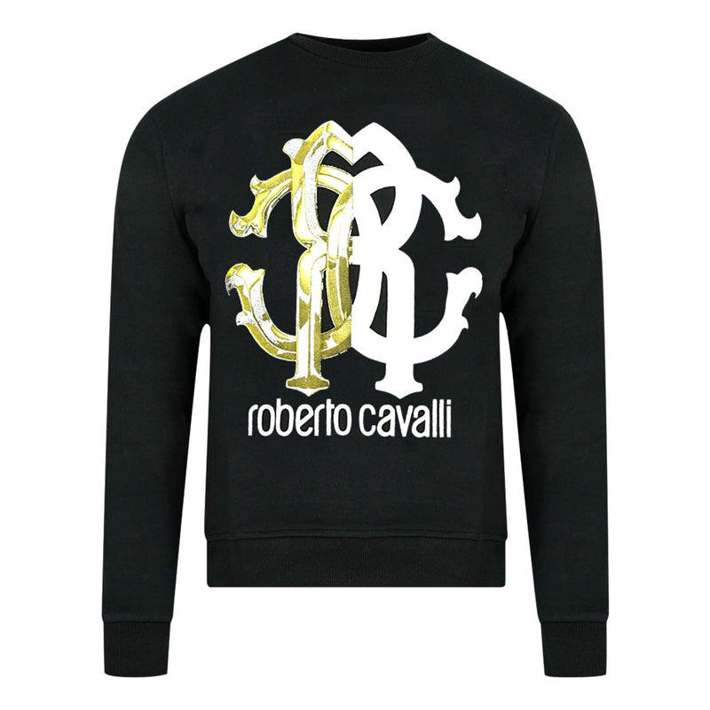 Roberto Cavalli Monogram Print Black Sweatshirt