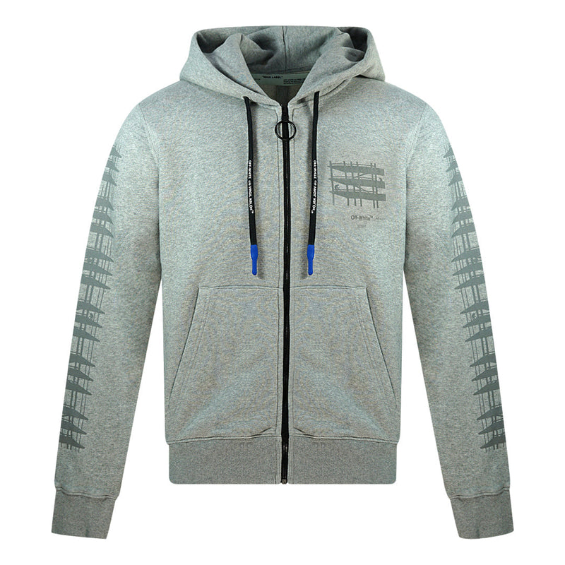 Off-White OMBE001E19E300040791 Grey Zip-Up Hoodie