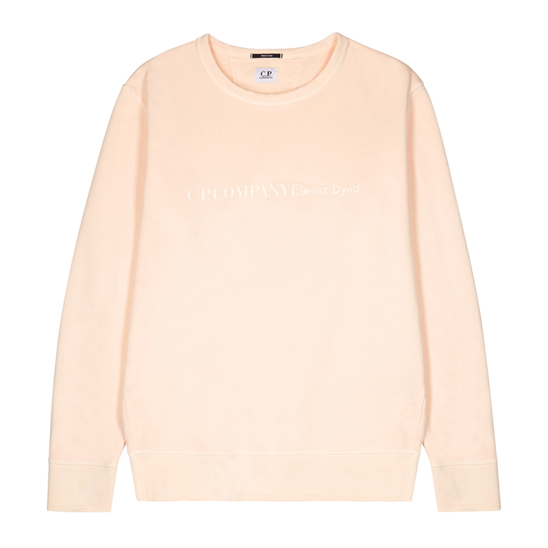 CP COMPANY COTTON RESIST DYED SWEATER IN BLEACHED APRICOT