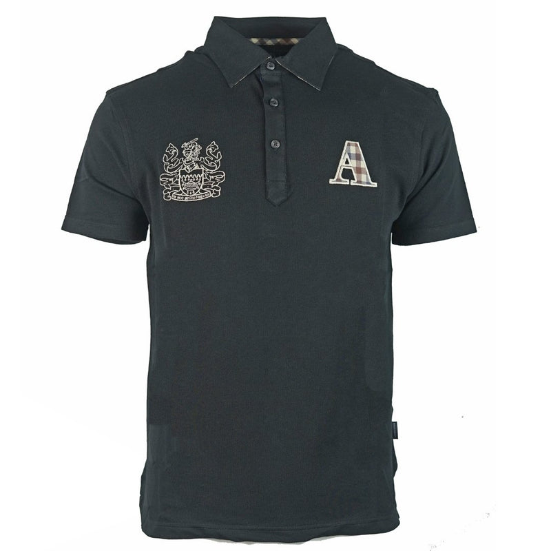 Aquascutum QMP031 02 Black Polo Shirt - Style Centre Wholesale