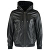 Diesel R-Akura Hooded Black Leather Jacket - Style Centre Wholesale