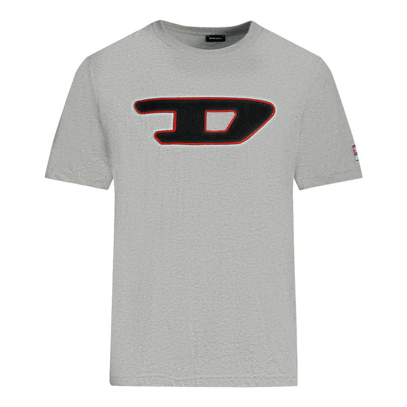 Diesel Large Embroidered D Logo Grey T-Shirt